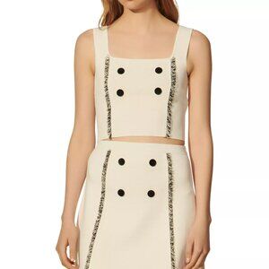 Sandro Noa Contrast Button Crop Top Size 1
